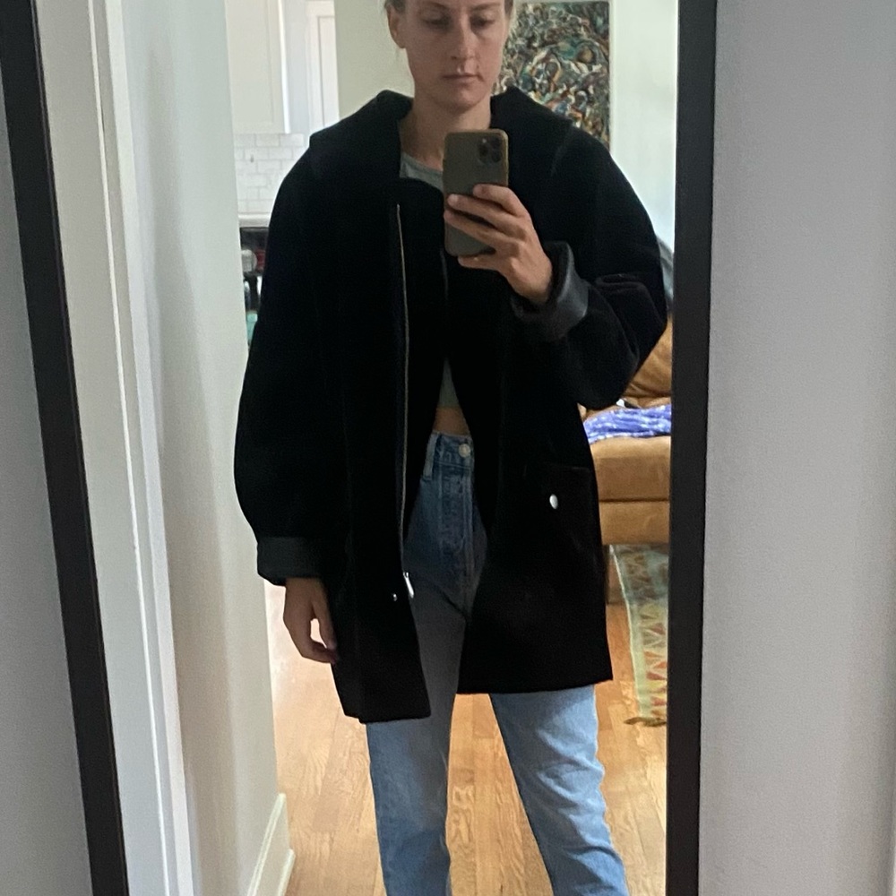 Faux fur black coat